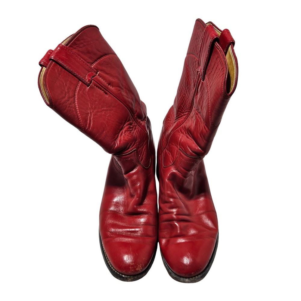 Justin Cowboy Boots Womens 5 A Red Leather Roper Western Pointed Toe L3055